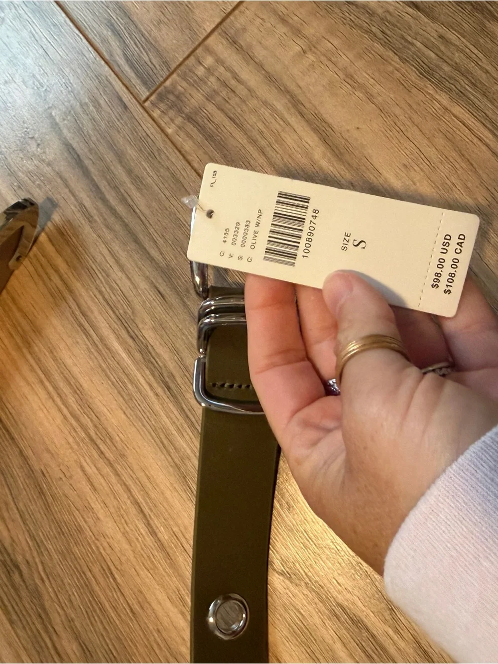 Anthropologie Olive Green Belt with Silver Buckle